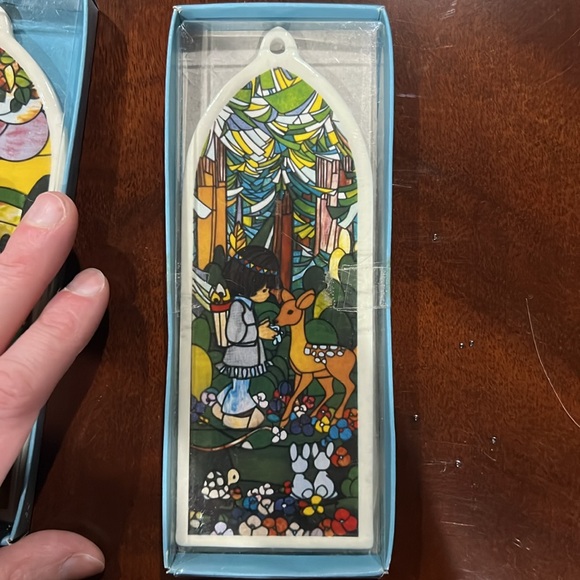 1989 ENESCO PRECIOUS MOMENTS COLLECTORS   SET OF 7 STAINED GLASS ORNAMENTS - Picture 15 of 16